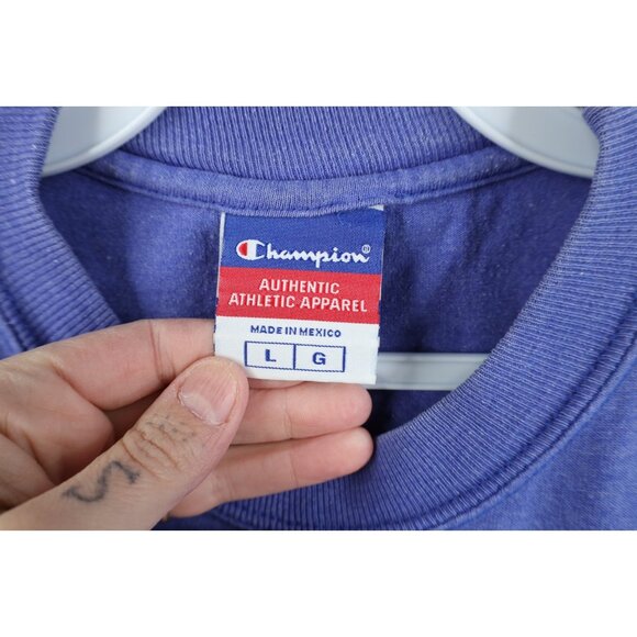 Vintage 90s Champion Mens Size Large Faded Monochrome Heavyweight T-Shirt Blue - Picture 5 of 12